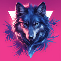Fototapeta premium Wolf creative illustration badge for t-shirt design. Animal wolf concept poster design. Digital artistic artwork raster bitmap illustration. Graphic design art. AI artwork.