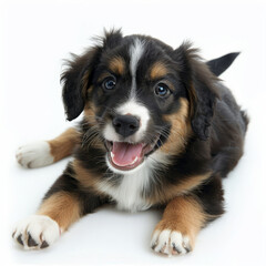 Fototapeta premium A playful puppy with floppy ears and a wagging tail, isolated on white background