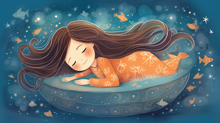 Cute Girl Floating in the Water