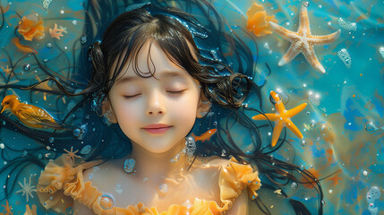 Cute Girl Floating in the Water