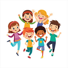 Group of cartoon happy children dancing vector