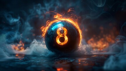 Black and blue billiard ball with number 8 on it