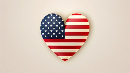 Obraz premium 4th of July Independence Day of the USA Illustration with American Flag in Heart. Fourth of July National Celebration Design with Typography Letter on Light Background for Banner, Poster. JPG Version