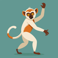 A striking vector illustration of a dancing lemur: a study of a rare and unique primate species
