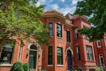 Naklejka premium Brick Row Homes in the Capitol Hill Neighborhood, Washington DC USA