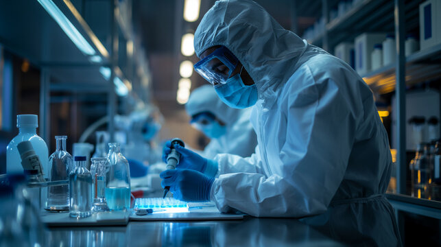 scientist conducting precise virus lab test in laboratory