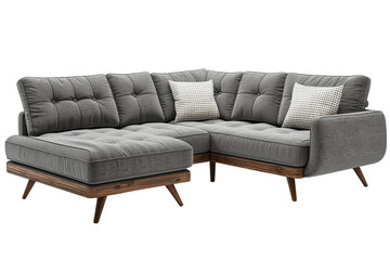 Gray Sectional Sofa With Wooden Legs