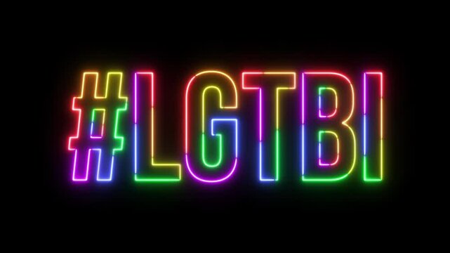 Neon sign representing the lgtbi community in all the colours of the flag.