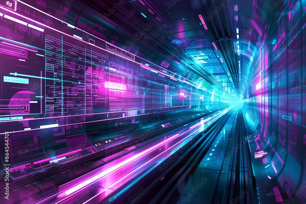 Poster futuristic light technology in the background. future digital cyberspace with blue abstract network 