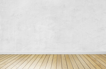 Modern minimalist interior with wooden floor and textured wall, creating stylish contemporary space