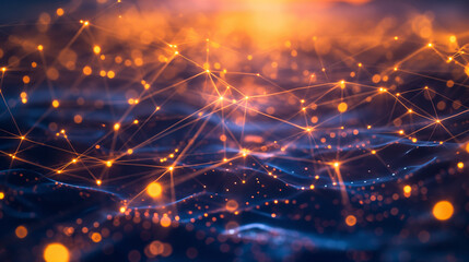 Obraz premium Visual representation of big data with graphs and data connected by lines and light points. Generative AI