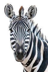 Naklejka premium Zebra close-up on white background