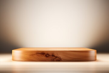 Minimalist wooden podium on light background, perfect for product display or showcase with a clean, elegant design.