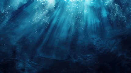 blue and black background texture, underwater ocean illustration in abstract design, light corner and border grunge