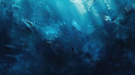 Fototapeta premium blue and black background texture, underwater ocean illustration in abstract design, light corner and border grunge