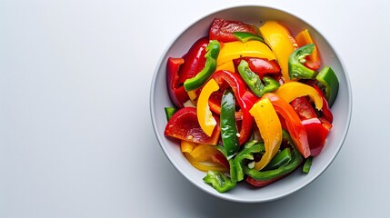 Colorful Sliced Bell Peppers in a Bowl