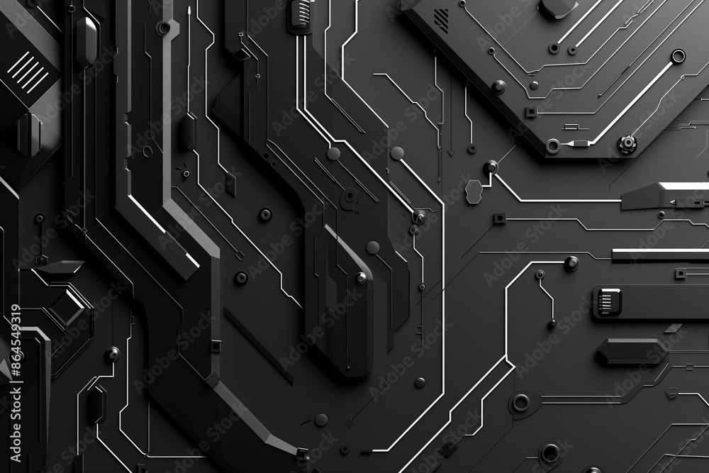 Aufkleber Technology in science tech with abstract background. Design concept in digital motherboard. Computer circuit with hardware processor. Pattern engineering texture for communication.