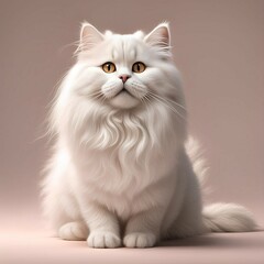 Real image illustration of 1 cute white Angora cat sleeping on a white bed5