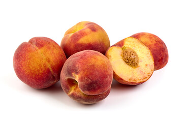 Juicy peaches, isolated on white background.