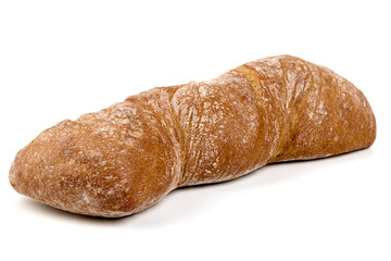 Ciabatta bread, italian wheat bread, isolated on white background. High resolution image.