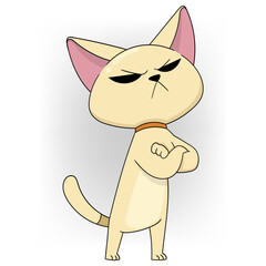 Disapproving Cartoon Cat with Arms Crossed Illustration