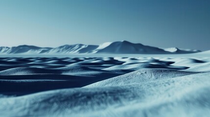 Fototapeta premium A glacial landscape featuring streamlined drumlin hills, covered in ice and snow
