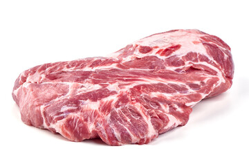 Chilled pork buston butt, isolated on white background.
