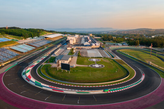 Aerial view of the famous Hungarian Formula 1 race track at Mogyorod, Hungary