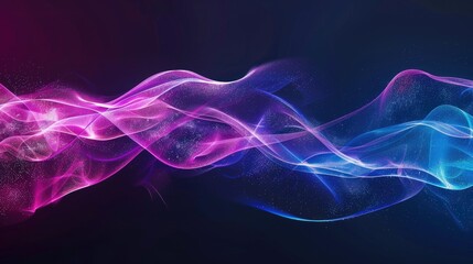 Fototapeta premium Purple magenta pink blue abstract color wave black background grainy texture banner website header design