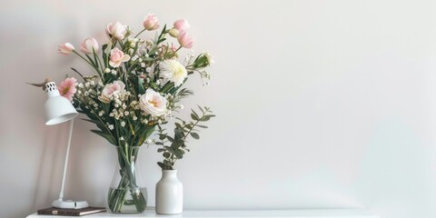 Naklejka premium Flowers on white table
