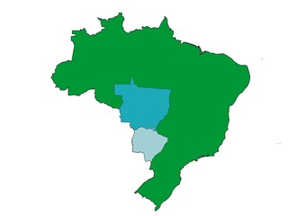 Obraz premium Mato Grosso and Mato Grosso do Sul state location within Brazil