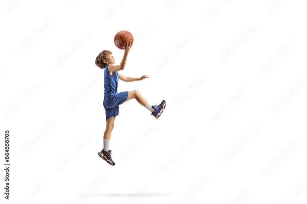 Poster Boy jumping with a basketball