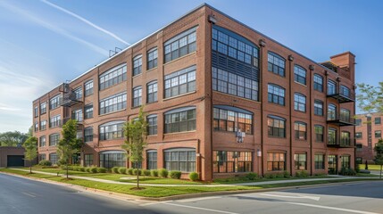 Obraz premium historic renovation project where a 19th-century brick factory is converted into loft apartments, preserving the industrial charm while updating for modern comfort
