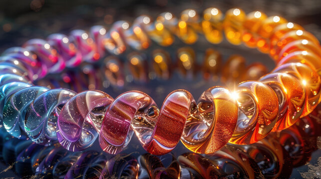an intricate, 3D representation of Helicoidal Classification, futuristic background with rainbow colors
