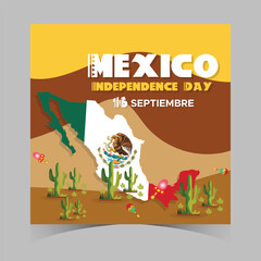 September 16 Mexico Independence Day Web Banner and Background. Mexican National Day Celebrations Banner With Mexico Flag For Social Media Cover ads, invitation card, backdrop, brochure, poster