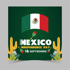 September 16 Mexico Independence Day Web Banner and Background. Mexican National Day Celebrations Banner With Mexico Flag For Social Media Cover ads, invitation card, backdrop, brochure, poster