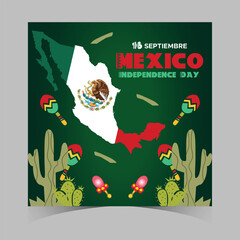 September 16 Mexico Independence Day Web Banner and Background. Mexican National Day Celebrations Banner With Mexico Flag For Social Media Cover ads, invitation card, backdrop, brochure, poster