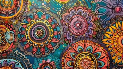 Fototapeta premium Multi-colored mandalas. Indian ornaments. Yoga