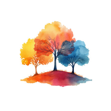 recommend clip art: abstract color silhouette of nature lanscape vector illustration in watercolor style