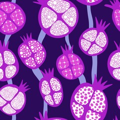 Abstract fruit seamless pomegranate pattern for wrapping paper and fabrics