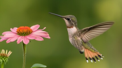 Naklejka premium Calibri hovered near the flower