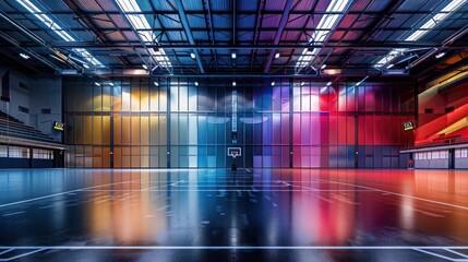 Fototapeta premium sports arena with aluminum siding featuring team colors, demonstrating the material's ability to be customized for specific aesthetic needs