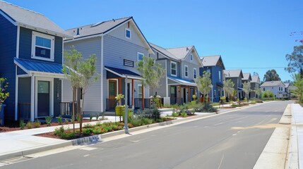 sustainable housing development with all homes featuring energy-efficient aluminum siding, reducing carbon footprints and promoting green living