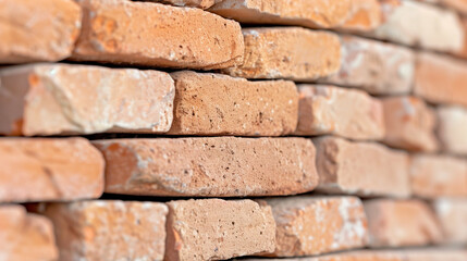 Fototapeta premium Brick Wall Close-Up. Detail of Mason Brick Wall. Buildings and Architecture