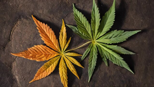  colorful leaf of a marijuana plant