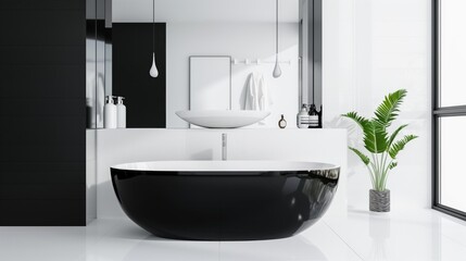 Stylish bathroom in black and white