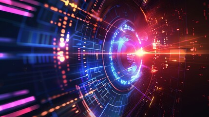 Obraz premium Futuristic Technology Background. Abstract digital data, code, and circuits in cyberspace. Ideal for concepts like AI, big data, and the metaverse.