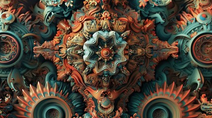 Intricate abstract patterns incorporating multiple religious symbols, crafted to provide a detailed and high-resolution visual experience without any blur 