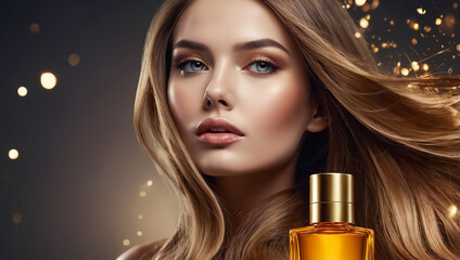 Beautiful girl, hair, cosmetic oil luxury