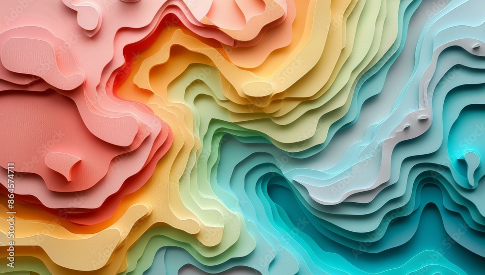Wall mural a colorful abstract background with waves of different colors. ai.